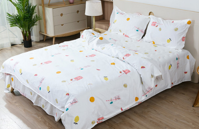 What are the types of fabrics for the four-piece set?  What is the appropriate density and count?